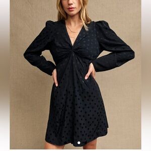 Nobody’s Child Black Satin Jacquard Katty Mini Dress